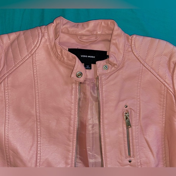 Vero Moda pink faux leather jacket size Small - Picture 2 of 4